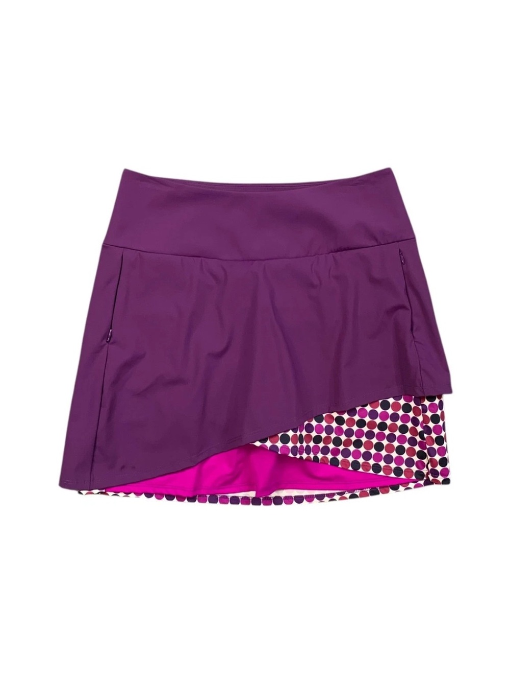 Kinona Skort Women Mulberry White Asymmetric Tulip Pockets Pull On Golf Small